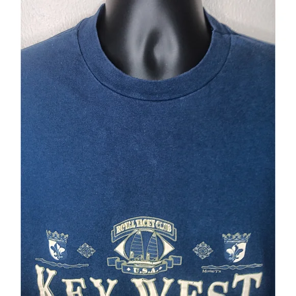 VTG 90s Florida Key West Adult XL T-shirt Single Stitch Navy Tee Hanes Hvwt USA - Picture 2 of 7
